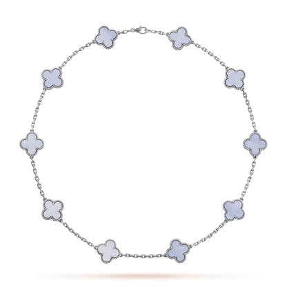 18K Van Cleef & Arpels Vintage Alhambra Chalcedony 10 Motifs Necklace