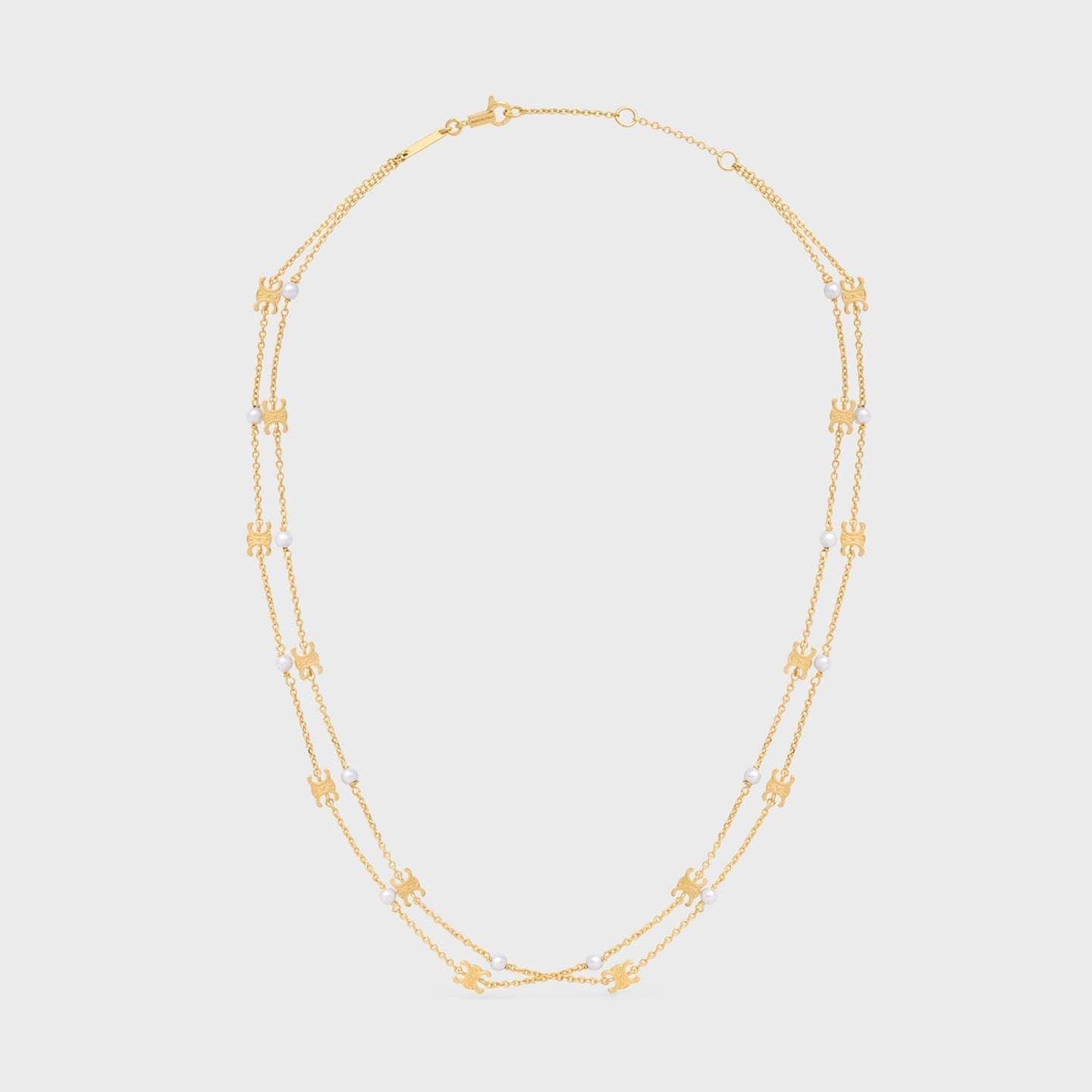 18K Celine Triomphe Pearl Double Necklace