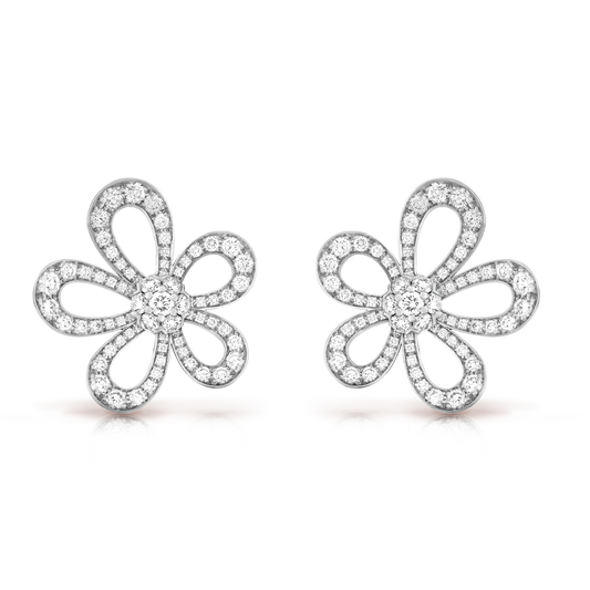 Boucles d'oreilles en dentelle fleurie 18 carats