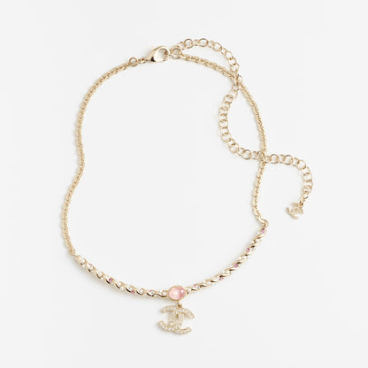 18K CHANEL CC Pink Crystal Necklace