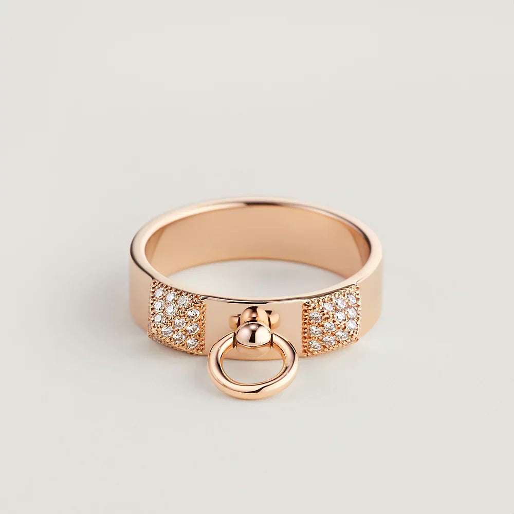 18K Collier De Chien Lock Diamonds H Ring