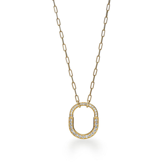 18K T Lock Pendant Pavé Diamonds Necklace
