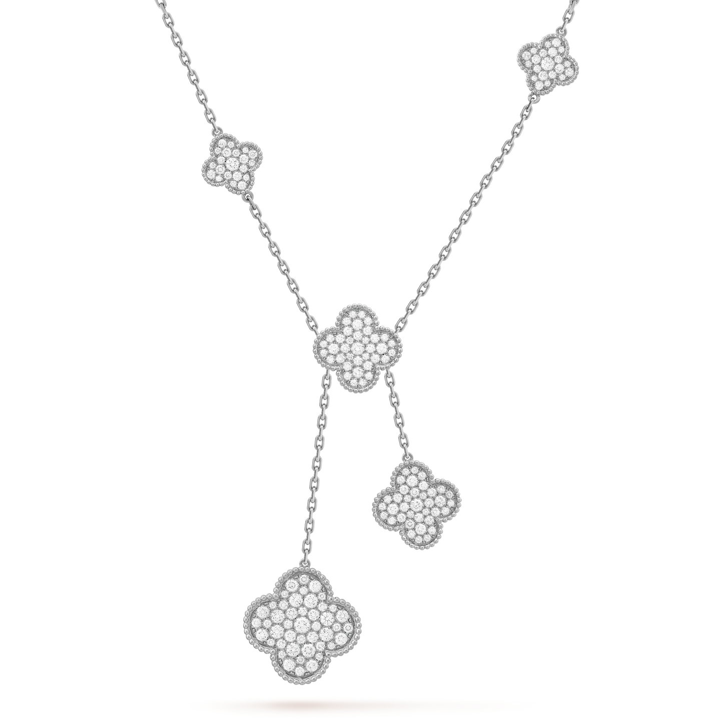 18K Van Cleef & Arpels Magic Alhambra Six Motifs Diamonds Necklace