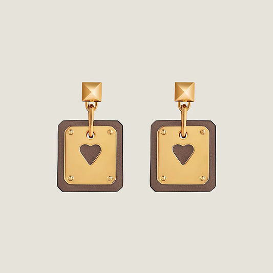 18K As De Coeur Brown H Earrings