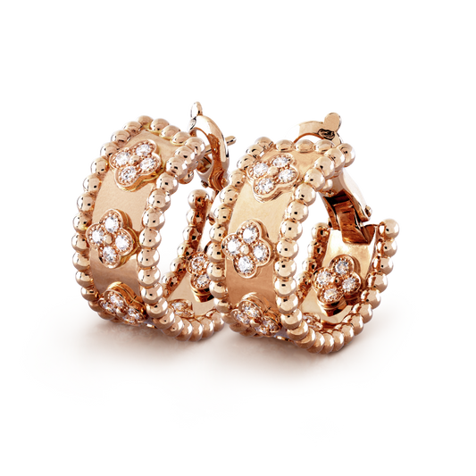 18k Van Cleef & Arpels Perlée Clovers Hoop Earrings