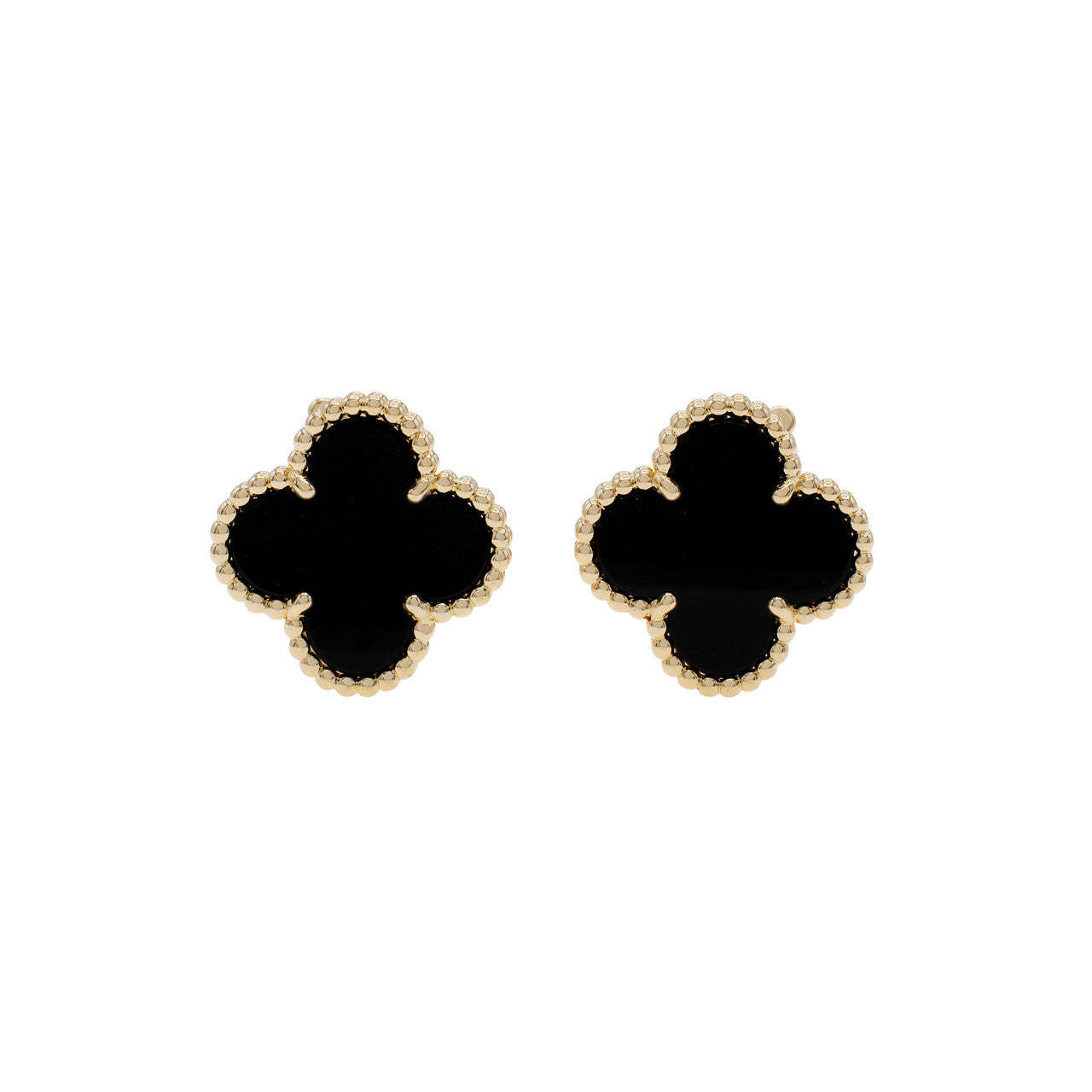 18k Van Cleef & Arpels Vintage Alhambra Black Earrings