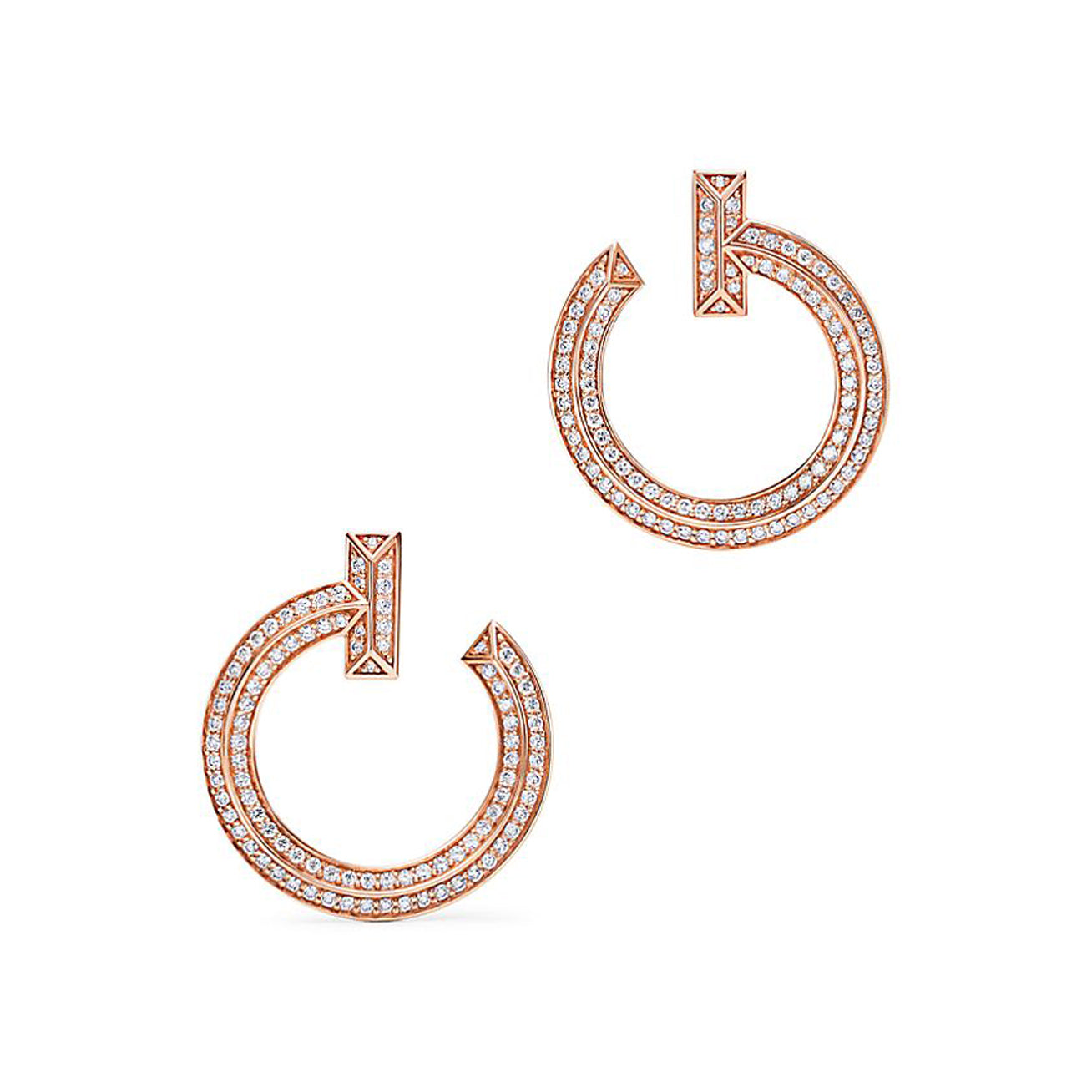 18K T T1 Open Hoop Rose Gold Earrings