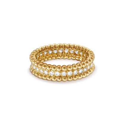 18K Yellow Gold Perlée Diamonds Ring