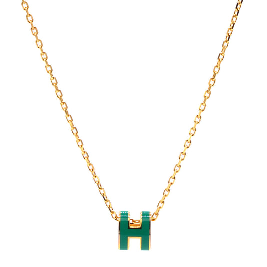 18K Mini Pop H Green Necklace