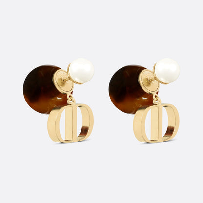 18k Dior Tribales Brown Resin Pearls Earrings