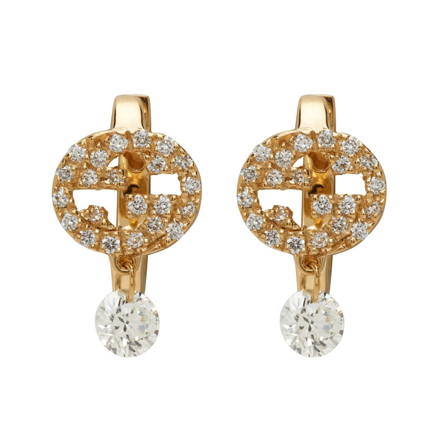 18k GUCCI Interlocking G Diamond Earrings