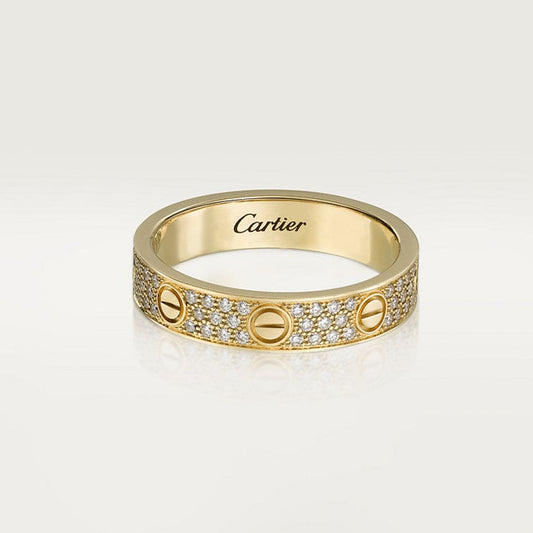 18K Cartier Love Diamond-Paved 5mm Ring