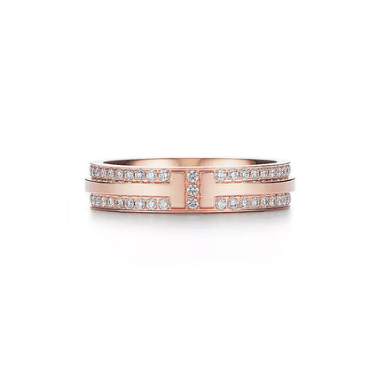 18K T Narrow Pave Diamond Ring