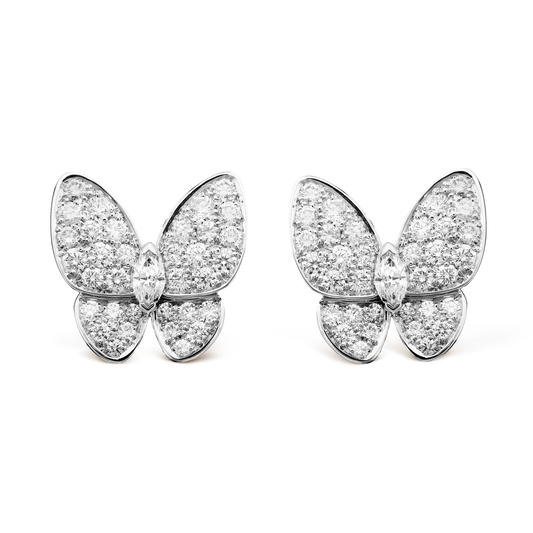 18k Van Cleef & Arpels Two Butterfly Diamonds Earrings