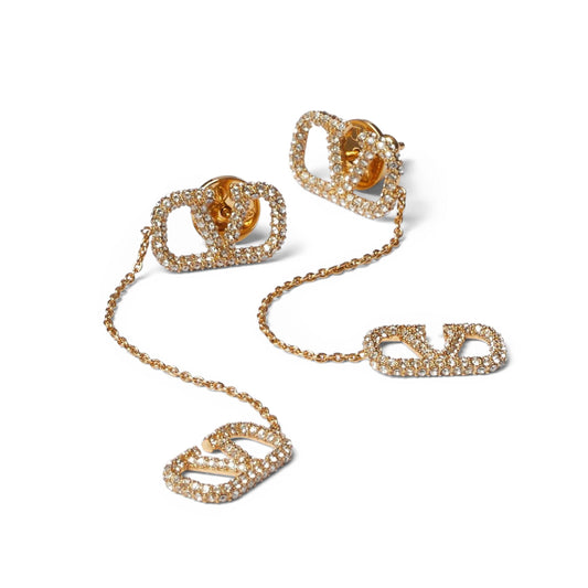 Boucles d'oreilles signature Vlogo en cristal Garavani 18 carats