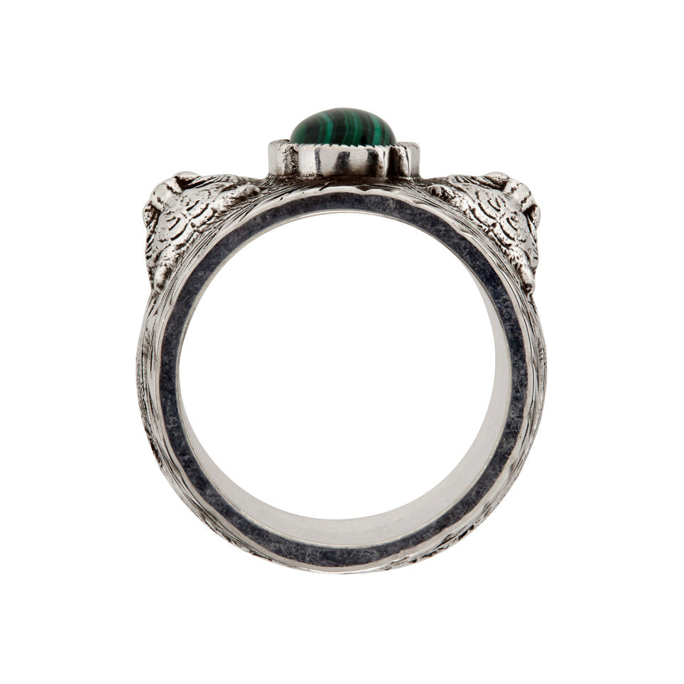 Bague verte de jardin félin Double G