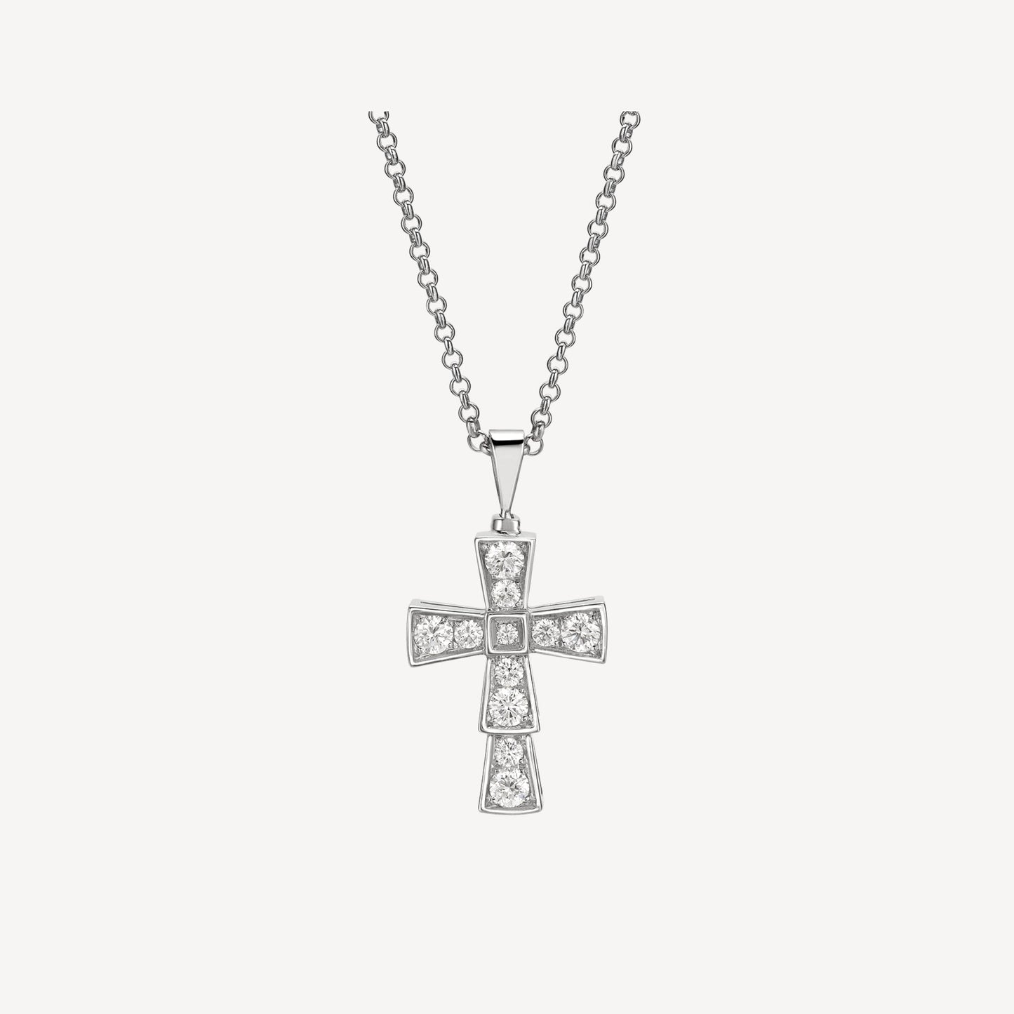 18K BVLGARI Cross Diamond Pendants Necklace