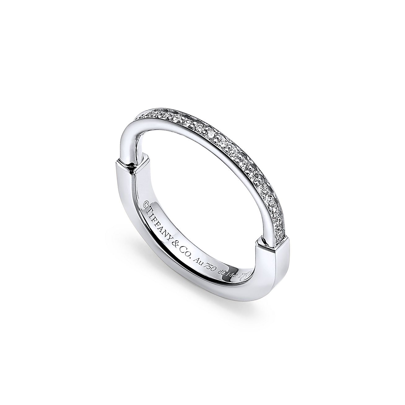 18K T Lock Diamonds White Gold Ring