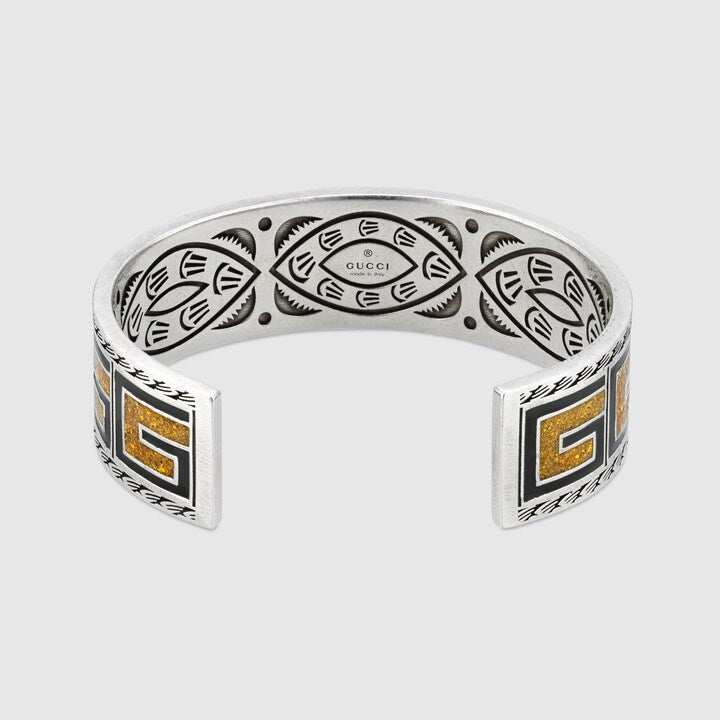 Double G Cube Yellow Wide Bracelet