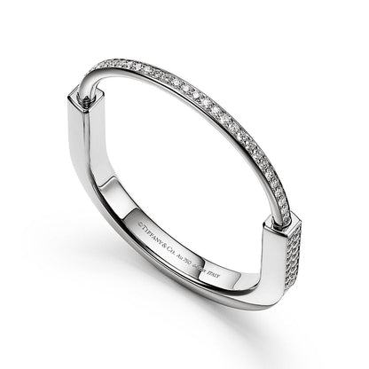 18K T Lock Bangle Full Pavé Diamonds Bracelet