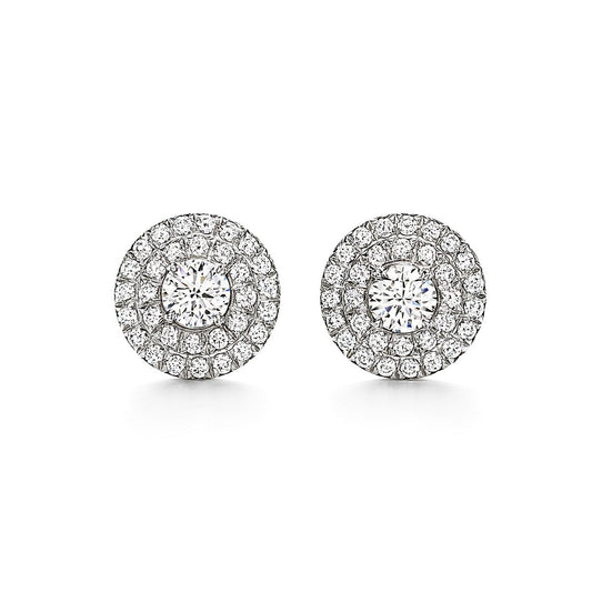 Boucles d'oreilles T Soleste en or blanc 18 carats et diamants