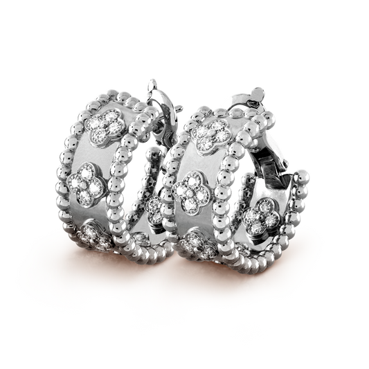 18k Van Cleef & Arpels Perlée Clovers Hoop Earrings
