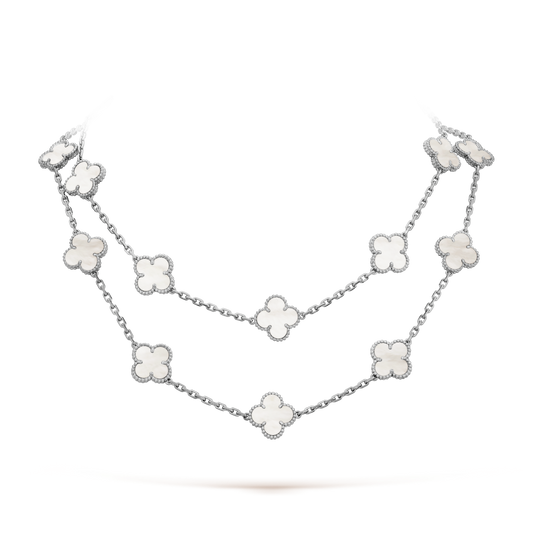 18K Van Cleef & Arpels Vintage Alhambra 20 Motifs Long Necklace