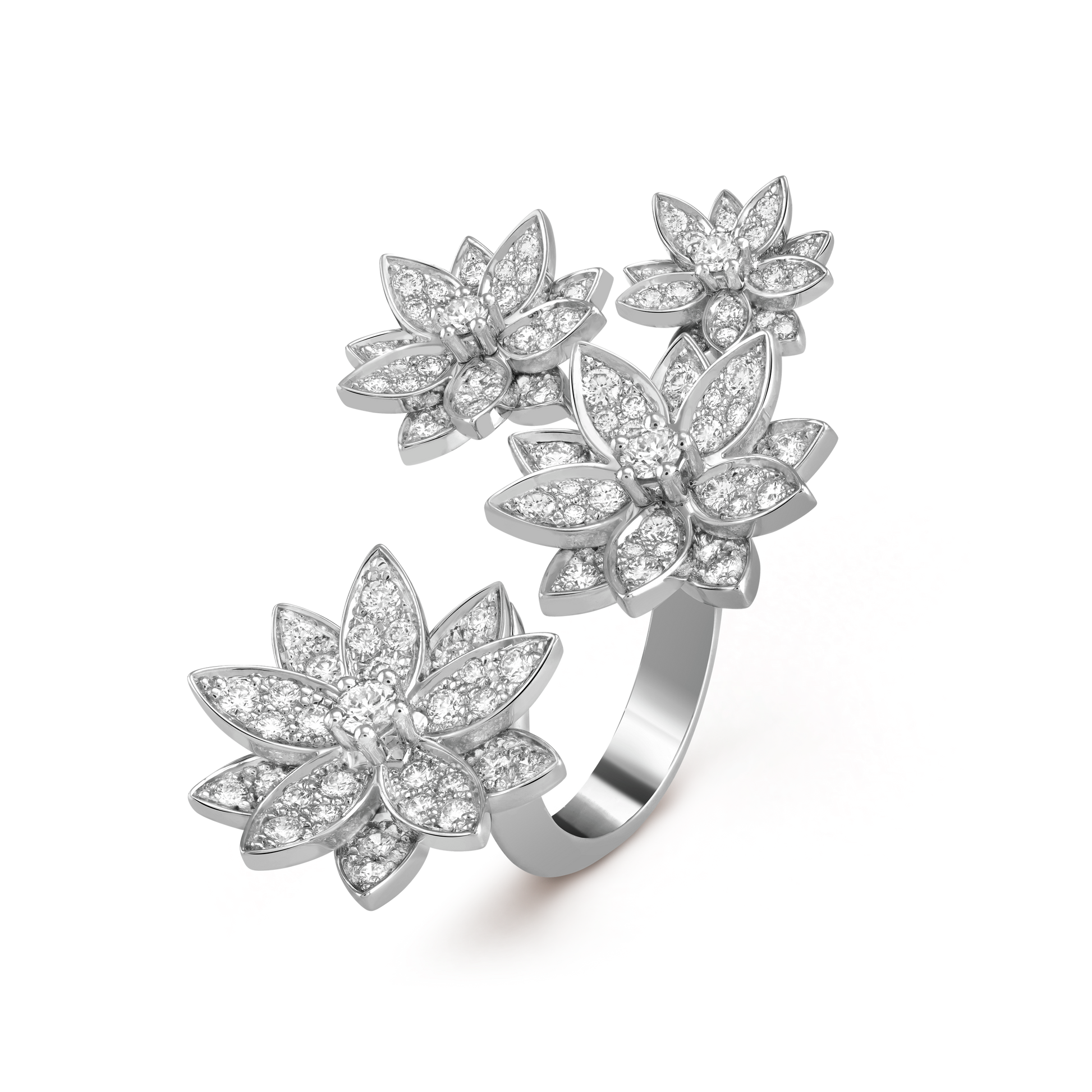 18K Van Cleef & Arpels Lotus Between the Finger 4 Flowers Ring