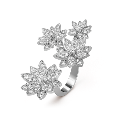 18K Van Cleef & Arpels Lotus Between the Finger 4 Flowers Ring