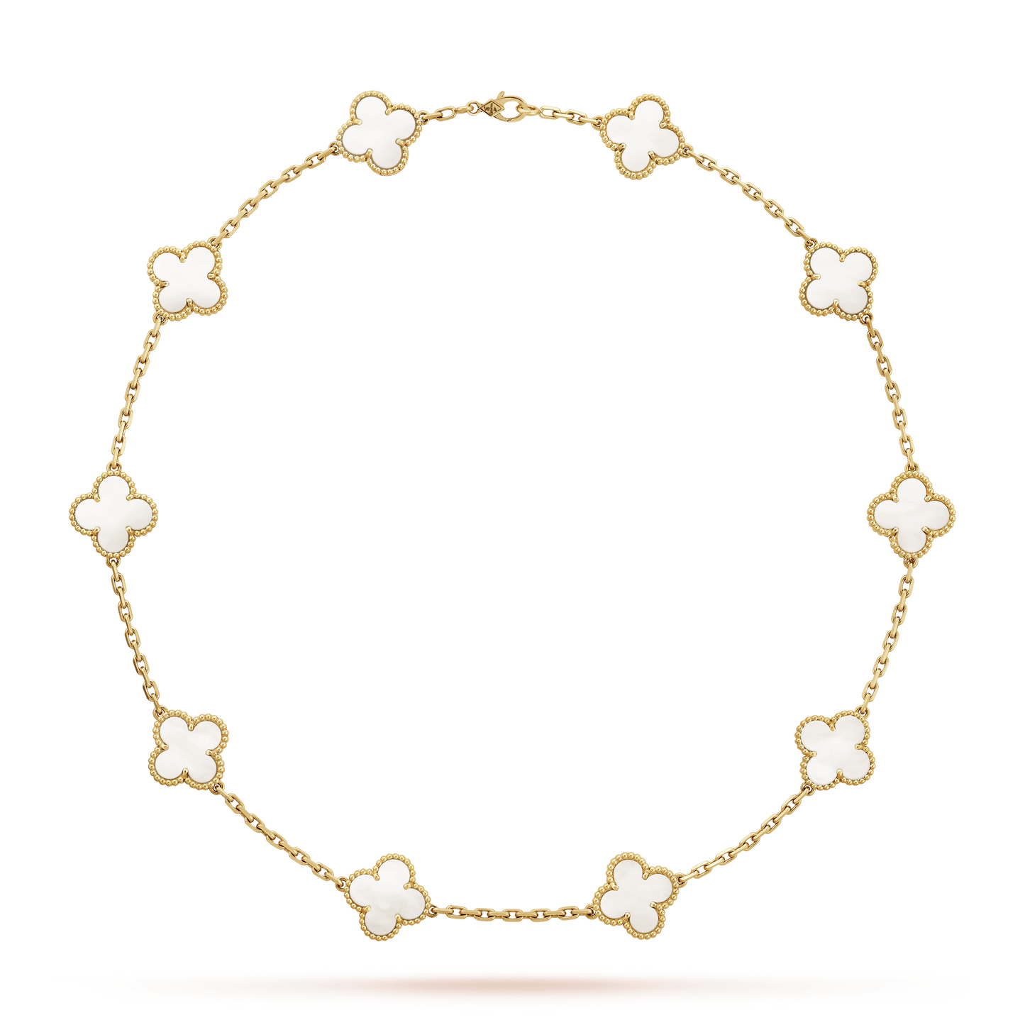 18K Van Cleef & Arpels Vintage Alhambra Pearl 10 Motifs Necklace