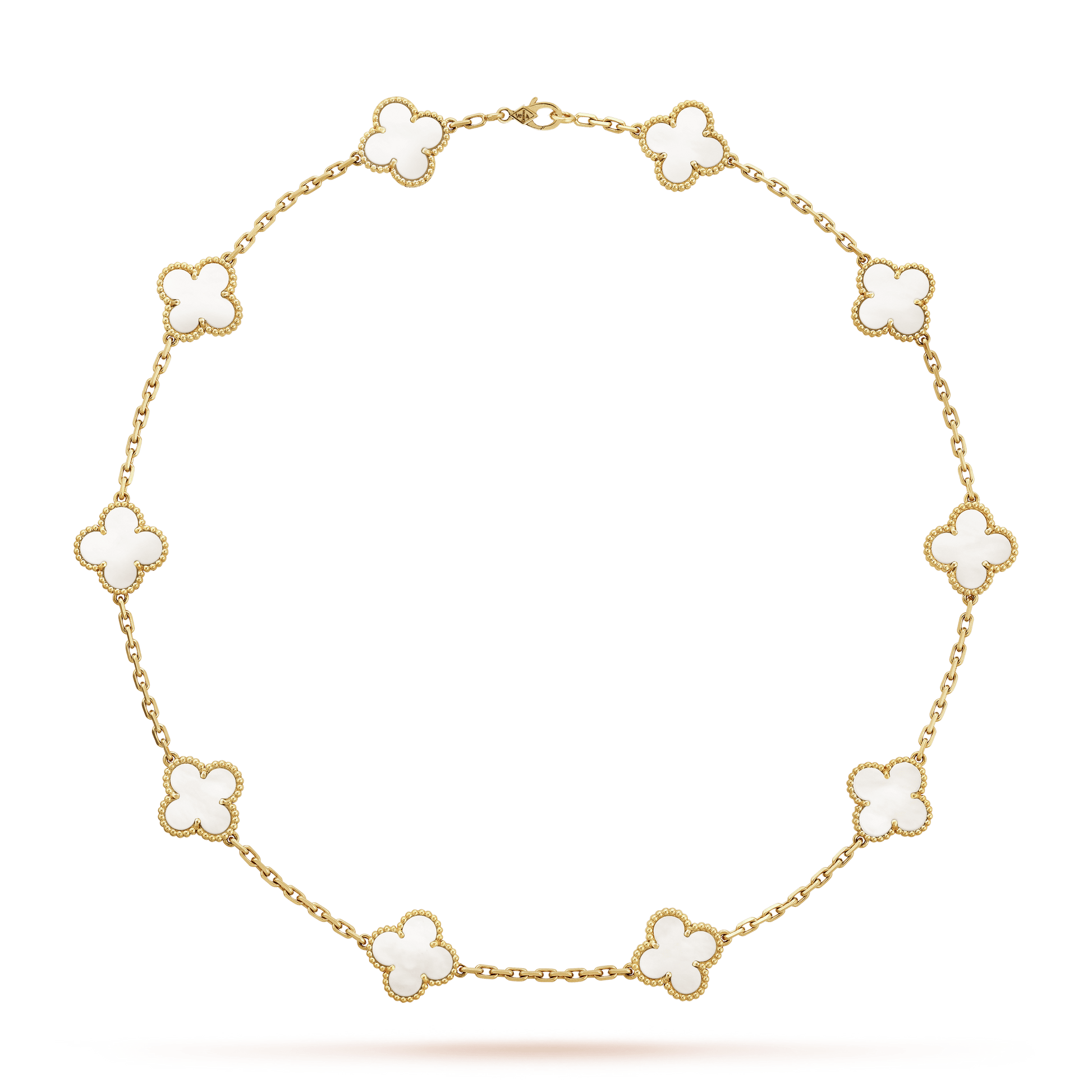 18K Van Cleef & Arpels Vintage Alhambra Pearl 10 Motifs Necklace