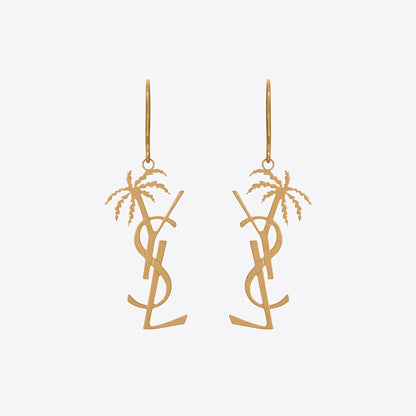 18K Sanit Monogram Palmier Statement Earrings