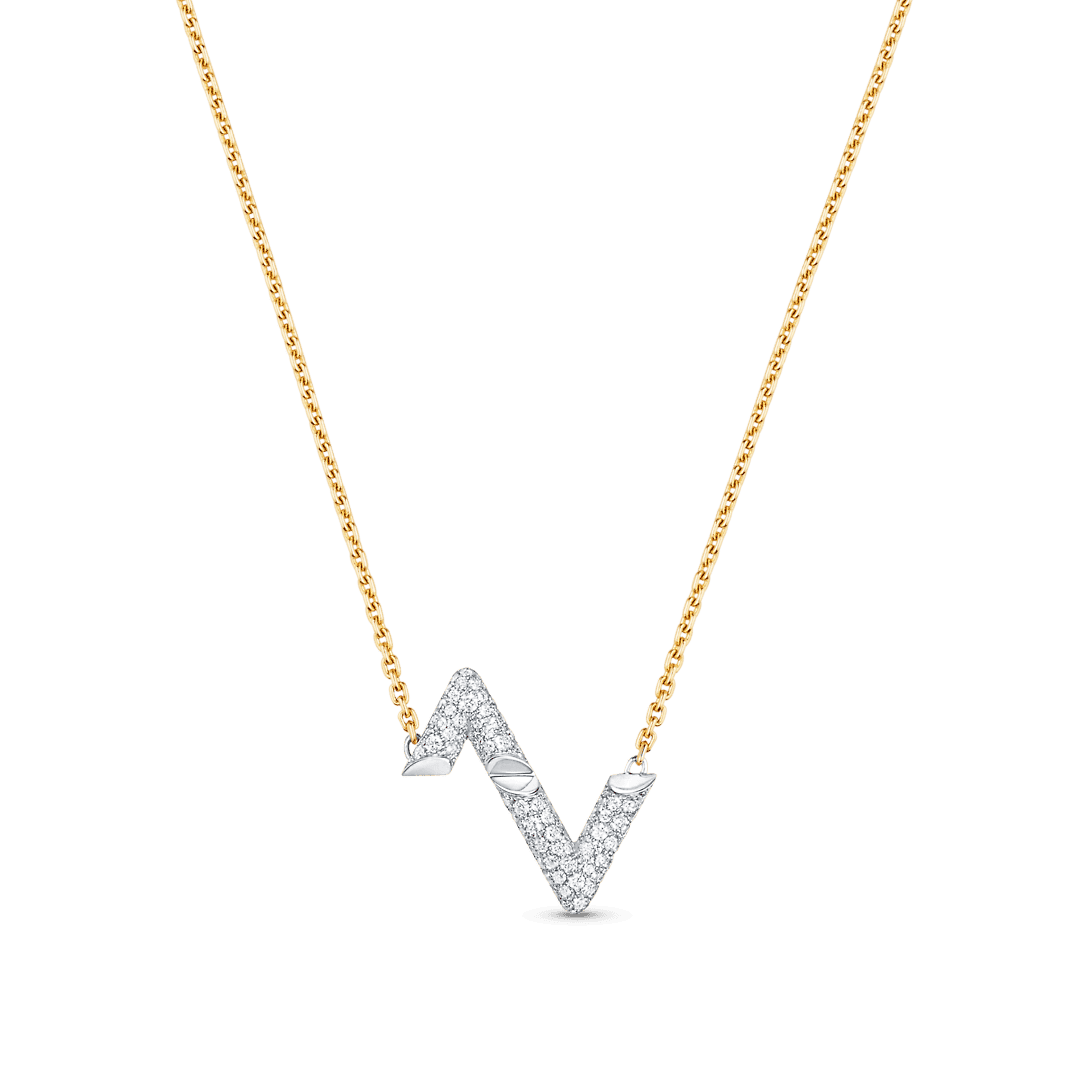 18K Louis Volt Upside Down Pendant Necklace