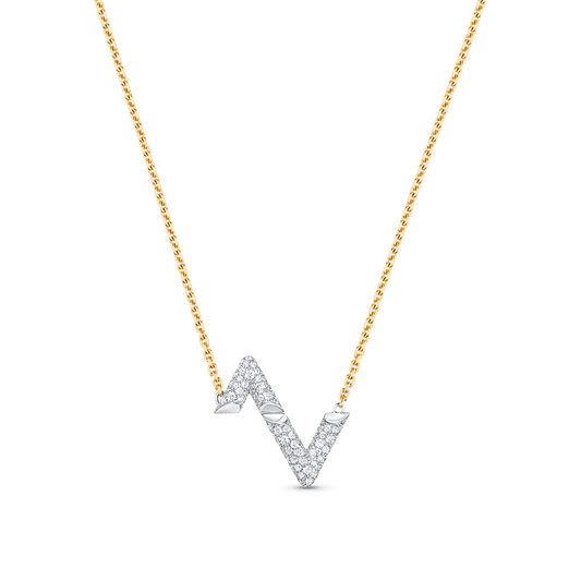 18K Louis Volt Upside Down Pendant Necklace