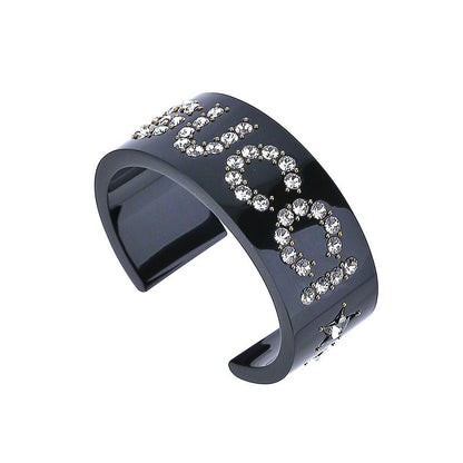 Double G Crystal Black & White Cuff Bracelet