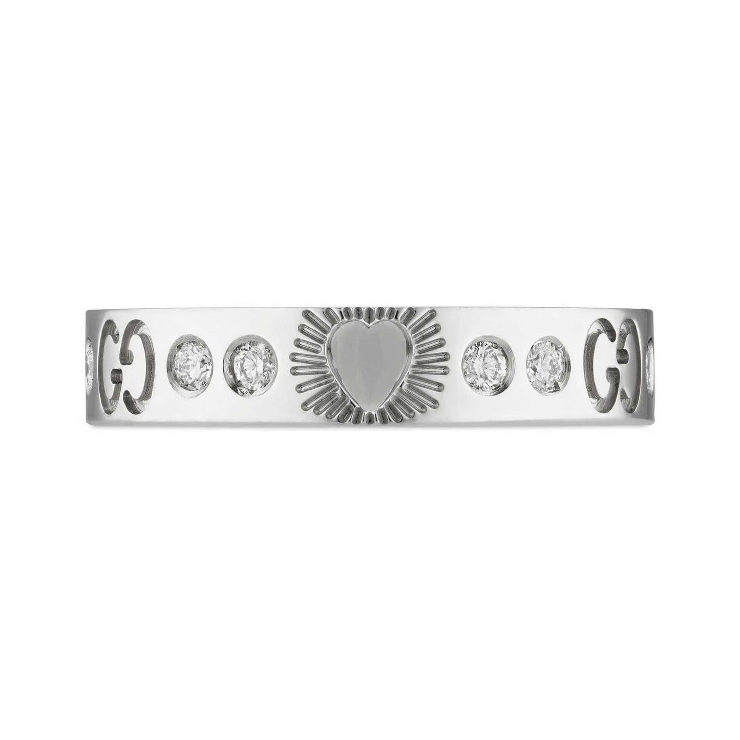 Bague en or blanc 18 carats avec diamants Double G Icon