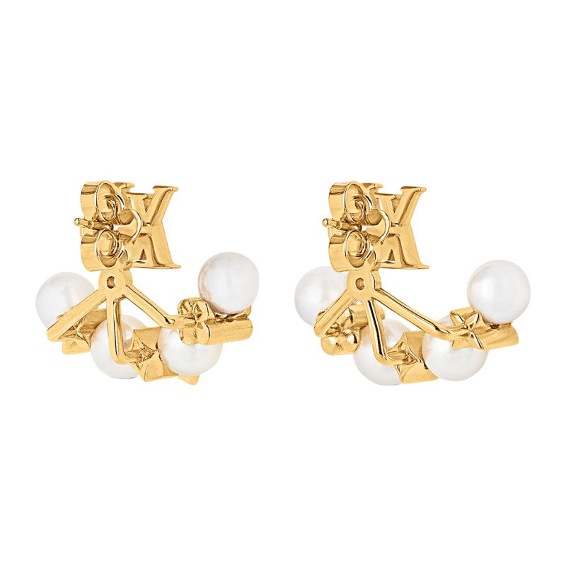 Boucles D'oreilles Perles Monogramme Louis 18 Carats