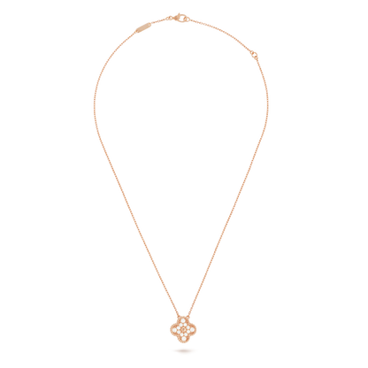 18K Rose Gold Sweet Alhambra Diamond Necklace