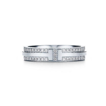 18K T Narrow Pavé Diamond Ring