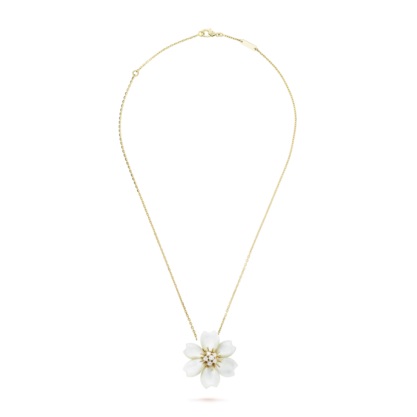 18K Van Cleef & Arpels Rose De Noël Clip Pendant Necklace