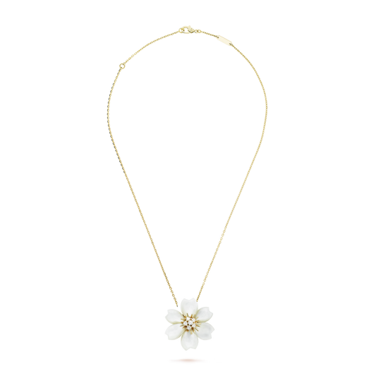 18K Van Cleef & Arpels Rose De Noël Clip Pendant Necklace
