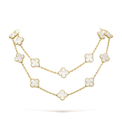 18K Van Cleef & Arpels Vintage Alhambra 20 Motifs Long Necklace