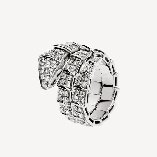 18K BV Serpenti Viper Full Pave Diamond Ring