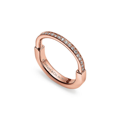 18K T Lock Diamonds Rose Gold Ring