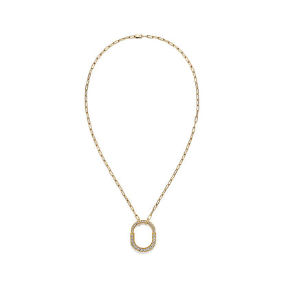 18K T Lock Pendant Pavé Diamonds Necklace