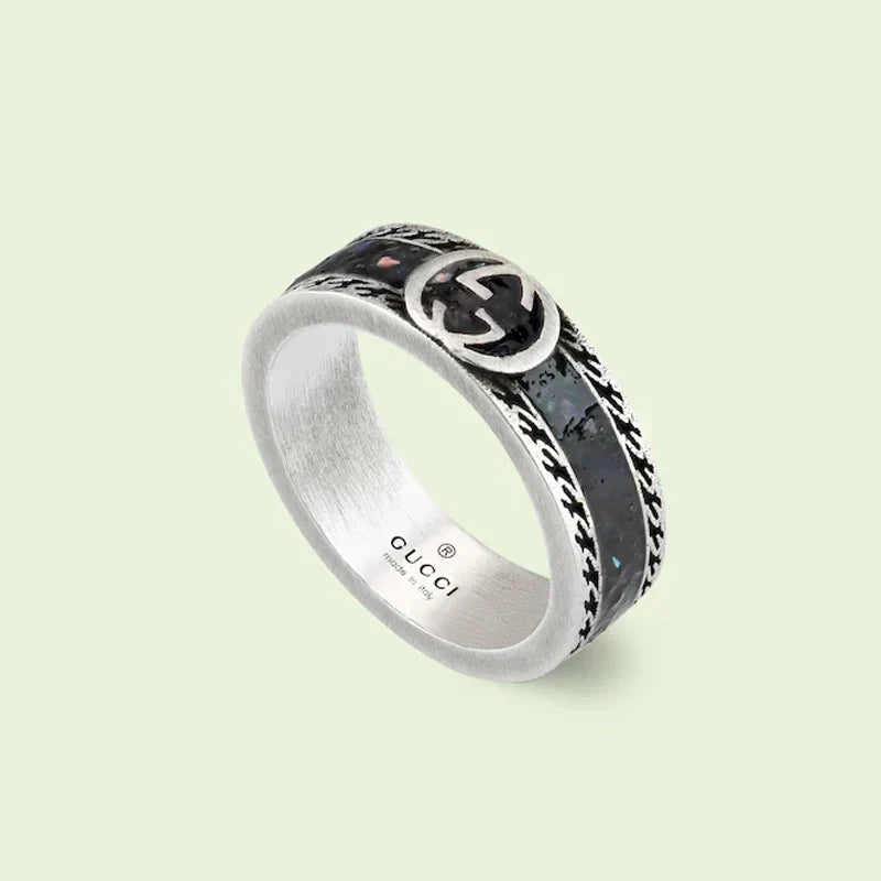 Gucci Interlocking G Black Enamel Ring