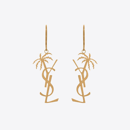18K Saint Monogram Palmier Statement Earrings