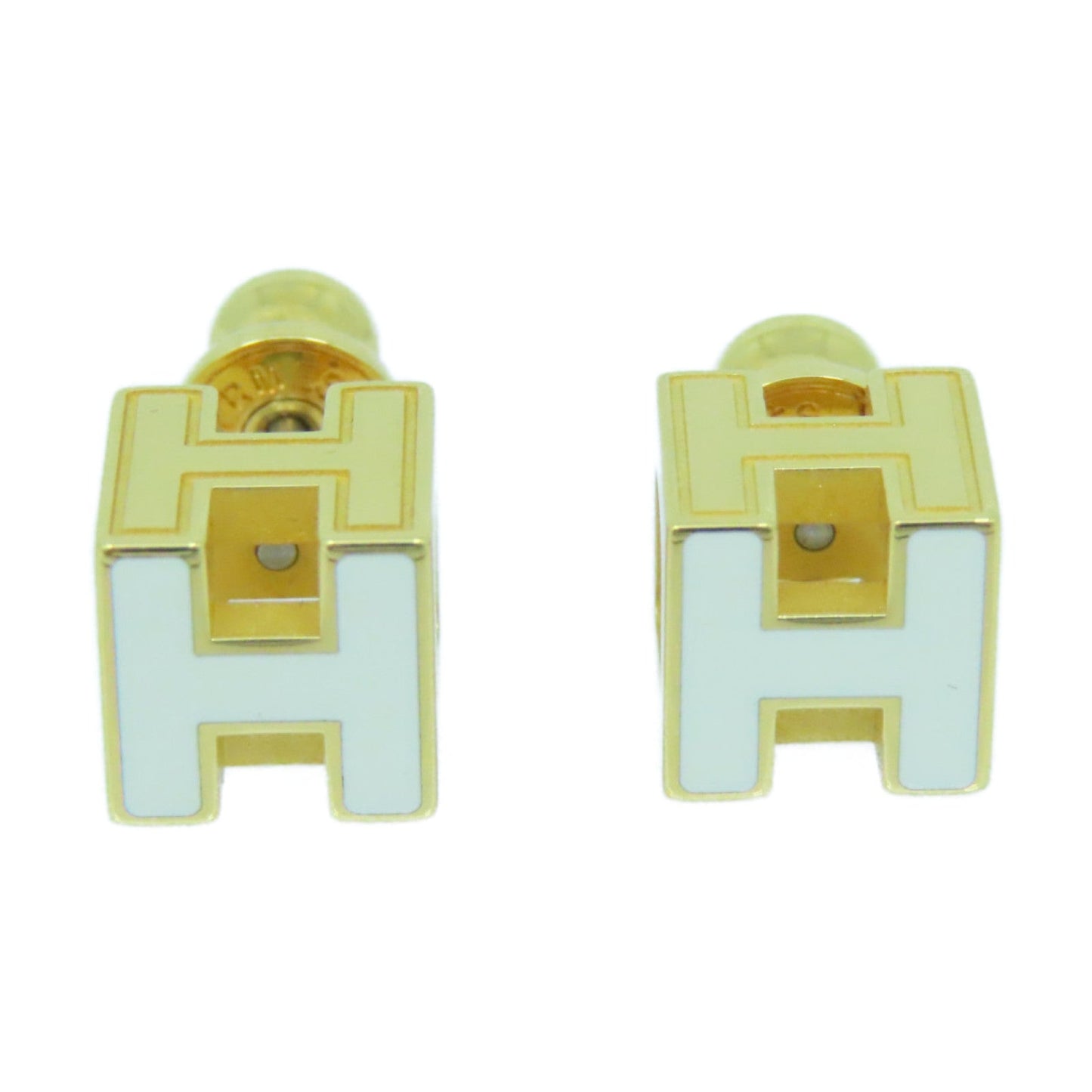 18K Cage D'H White H Earrings