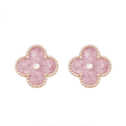 18K Pink Diamond Clover Earring