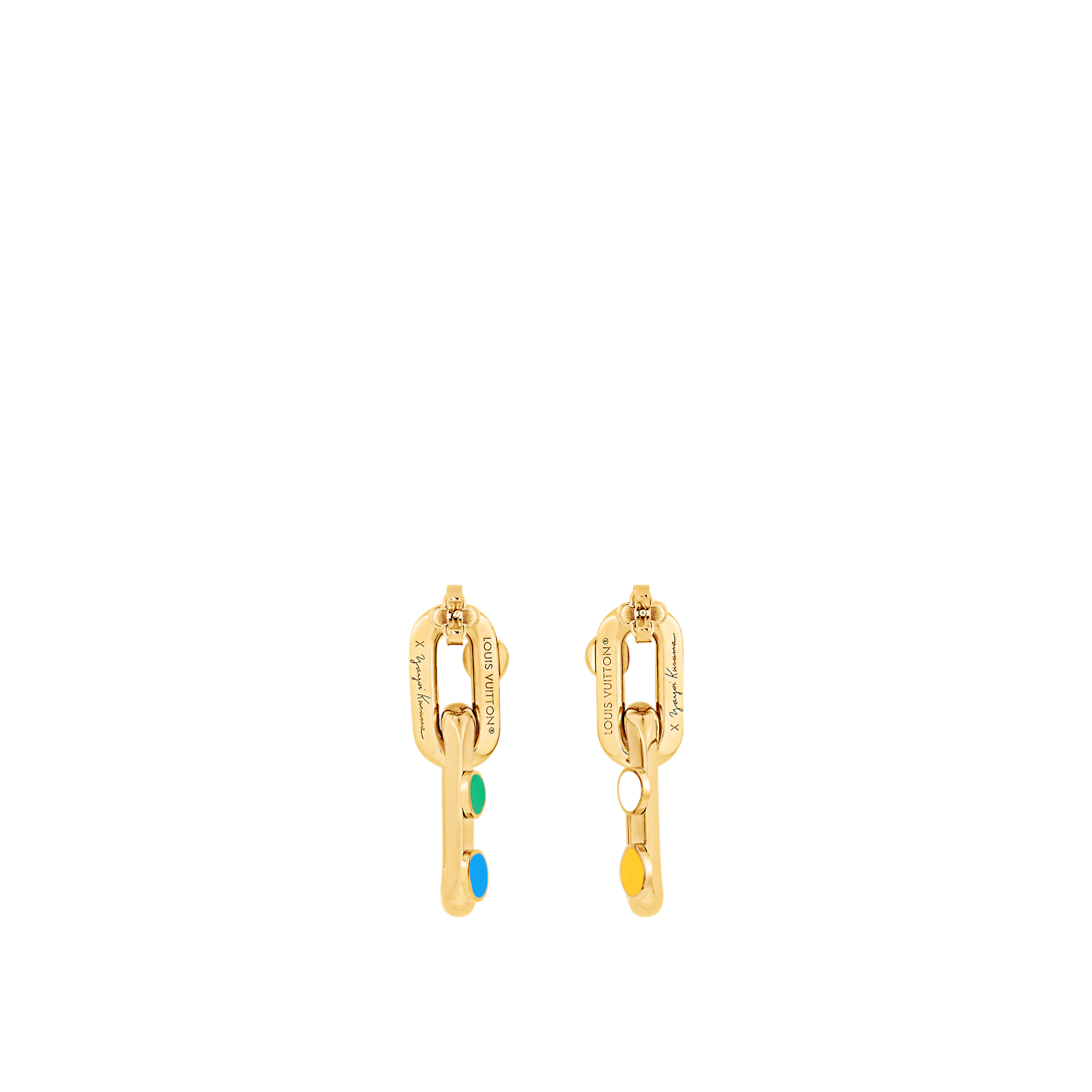 18k Louis x YK LV Edge Painted Dots Earrings